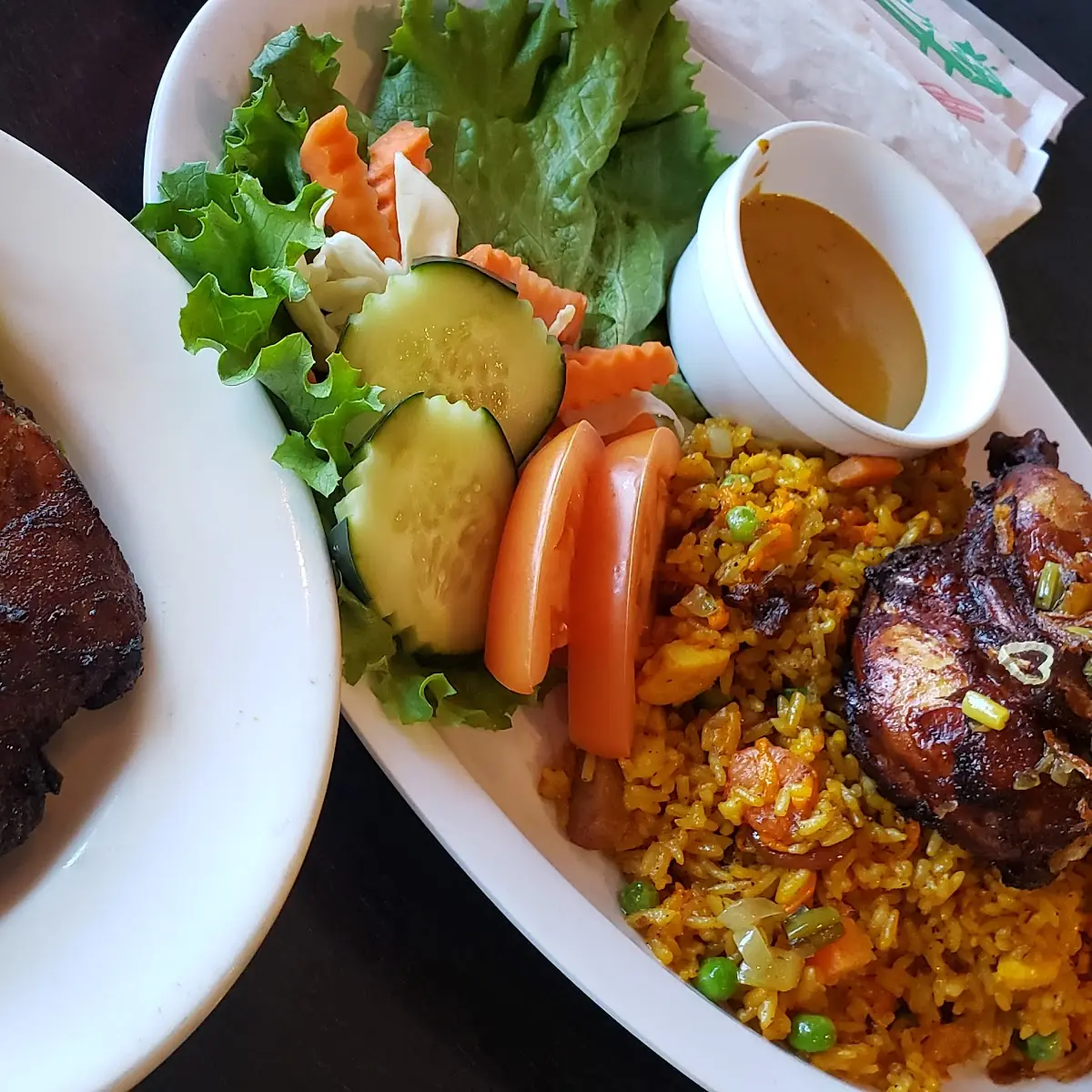 Pork Chop Combo Rice Garnish Hen