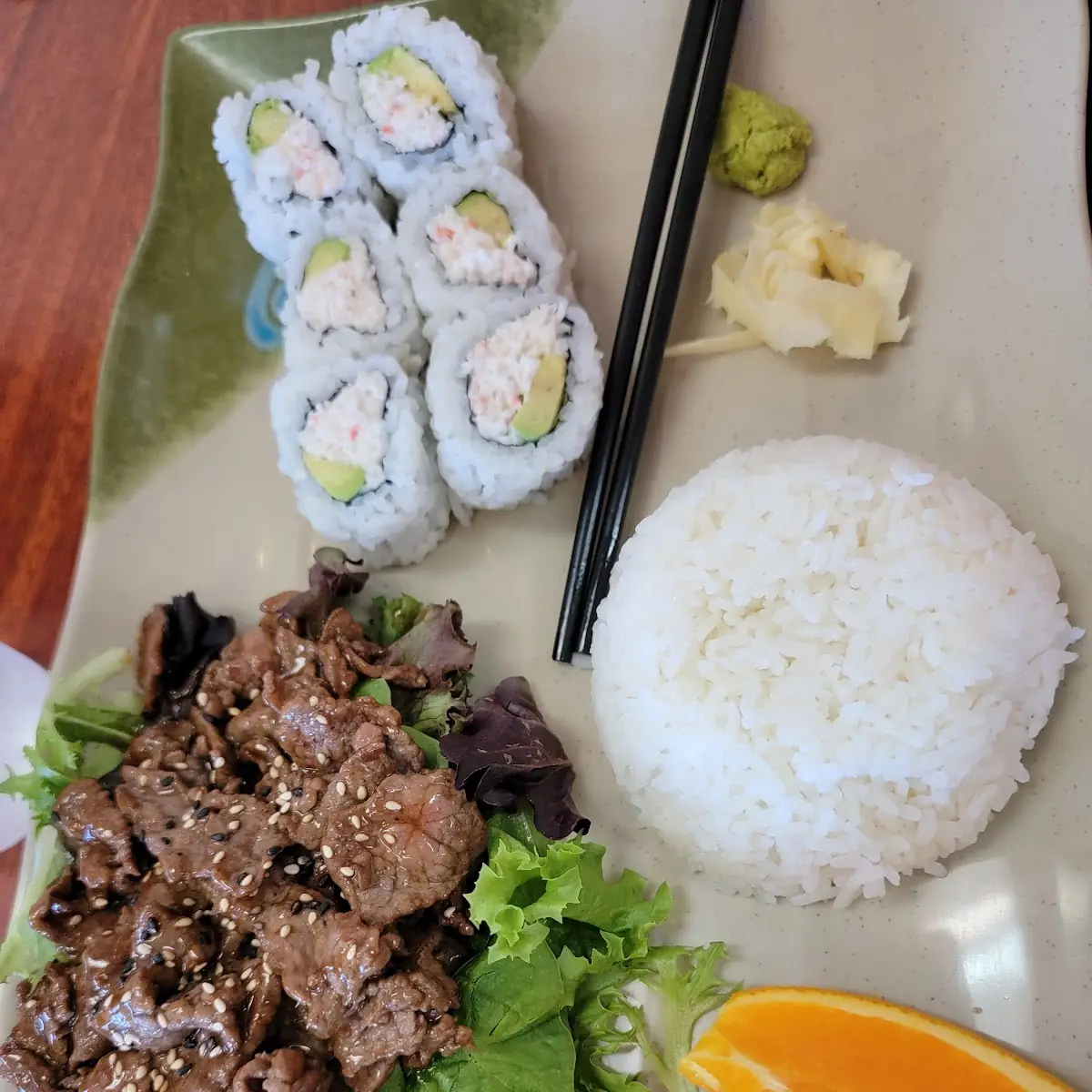 Bento Set with Beef Teriyaki and California Roll