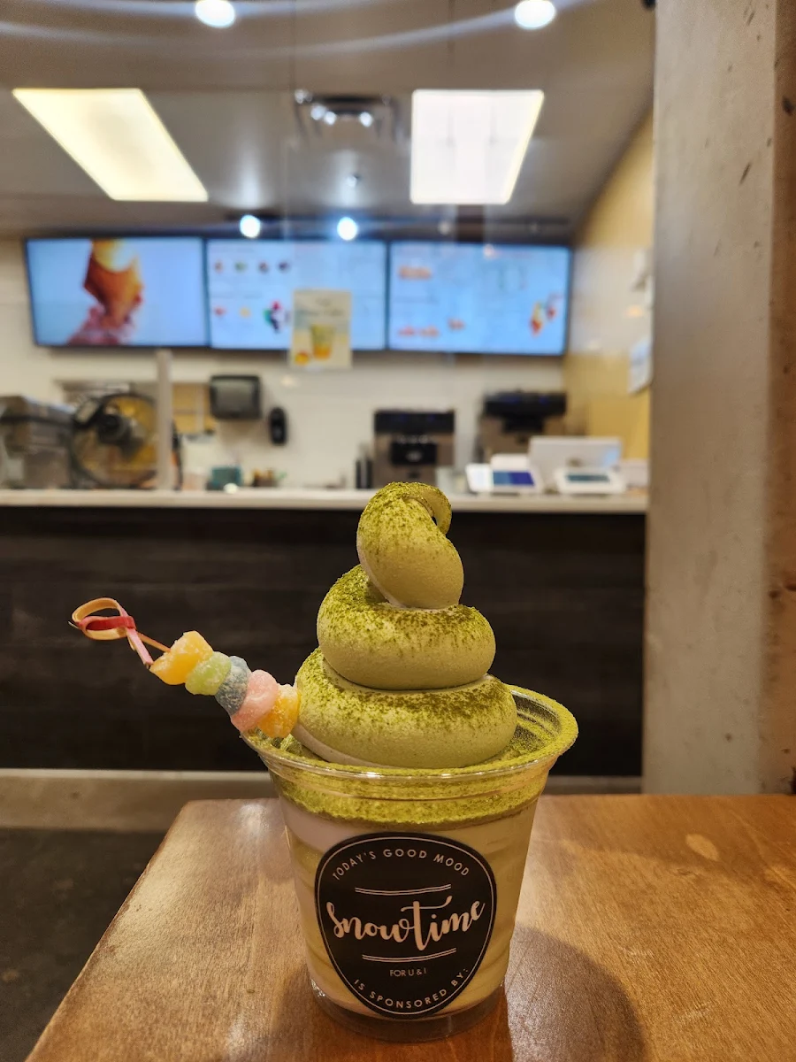 Matcha Taro Soft Serve in a Cup