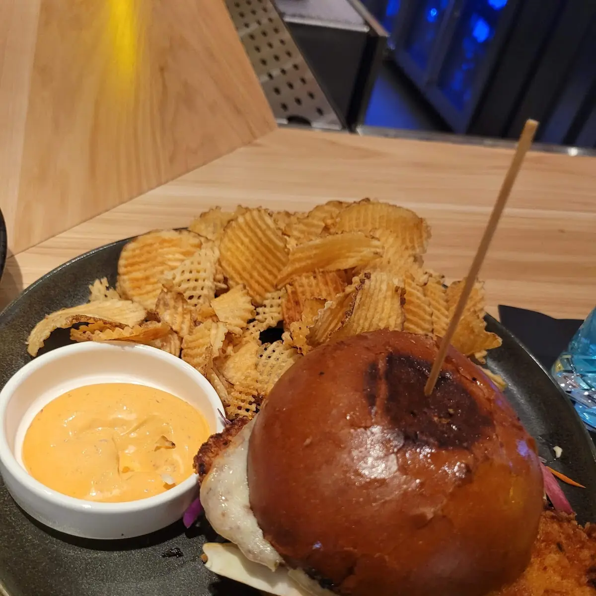 Fried Chicken Sandwich with Chips and Chipotle Mayo