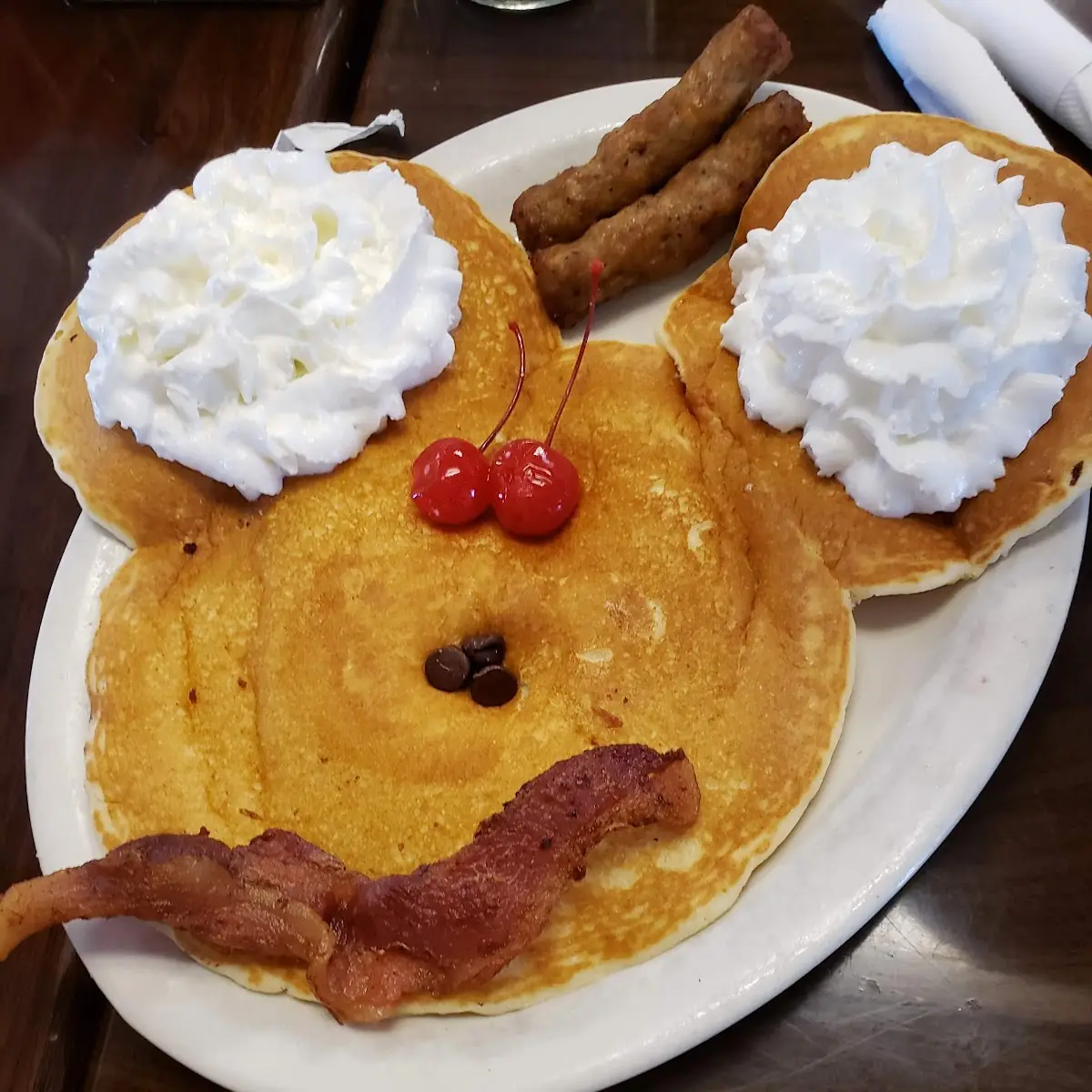 Kids Smiley Face Pancake with 1 Bacon