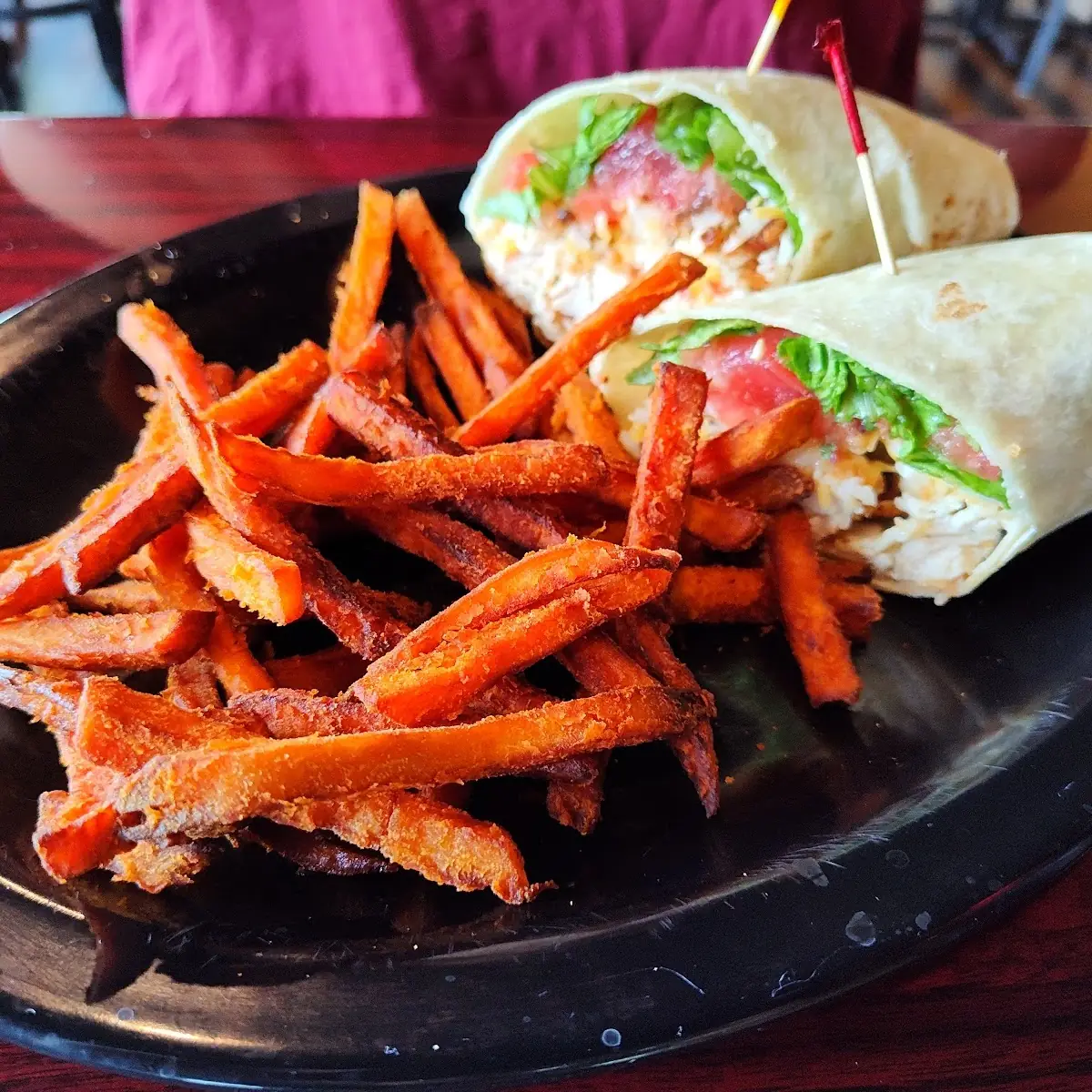 Chicken Wrap with Sweet Potato Fries