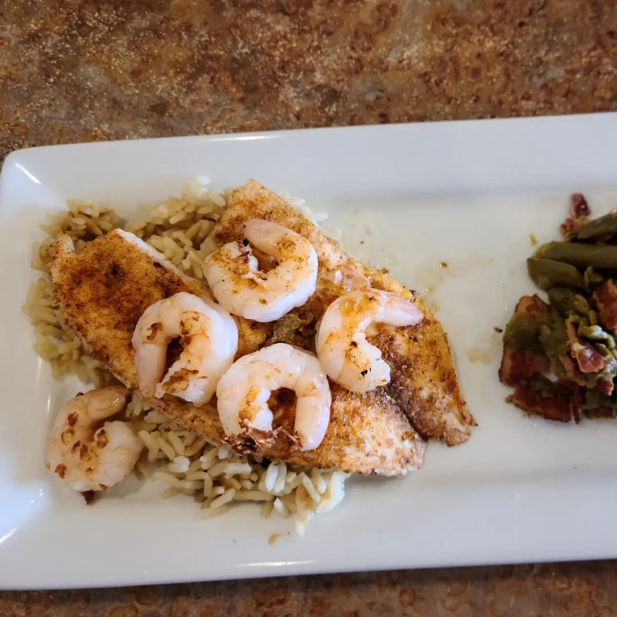 Salmon and Shrimp with Green Beans
