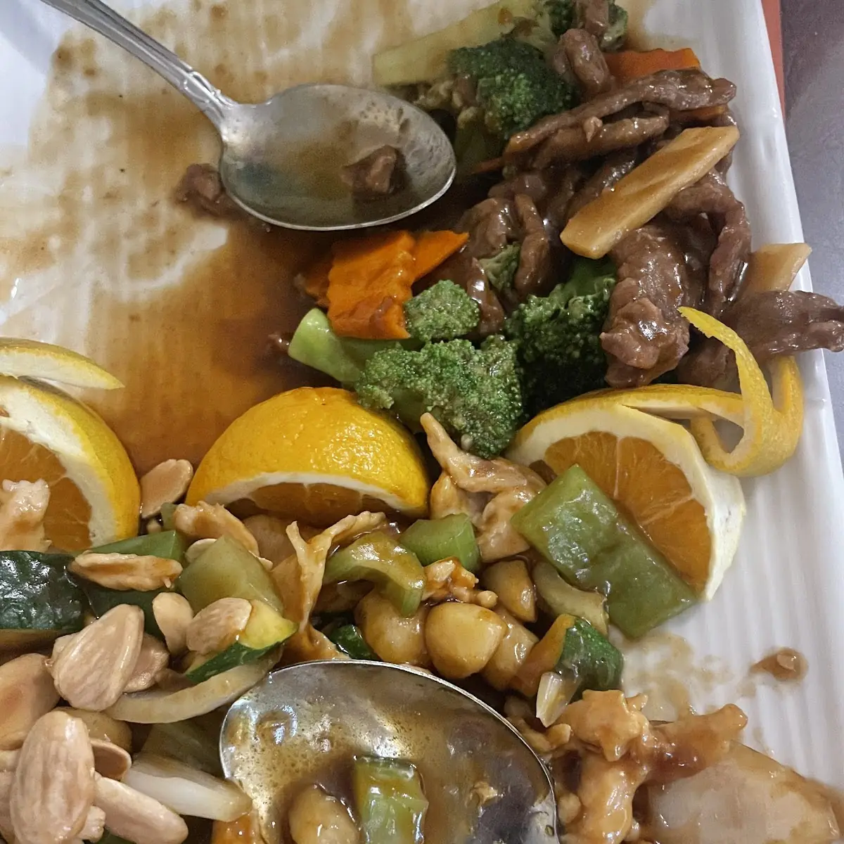 Almond Chicken and Beef Broccoli