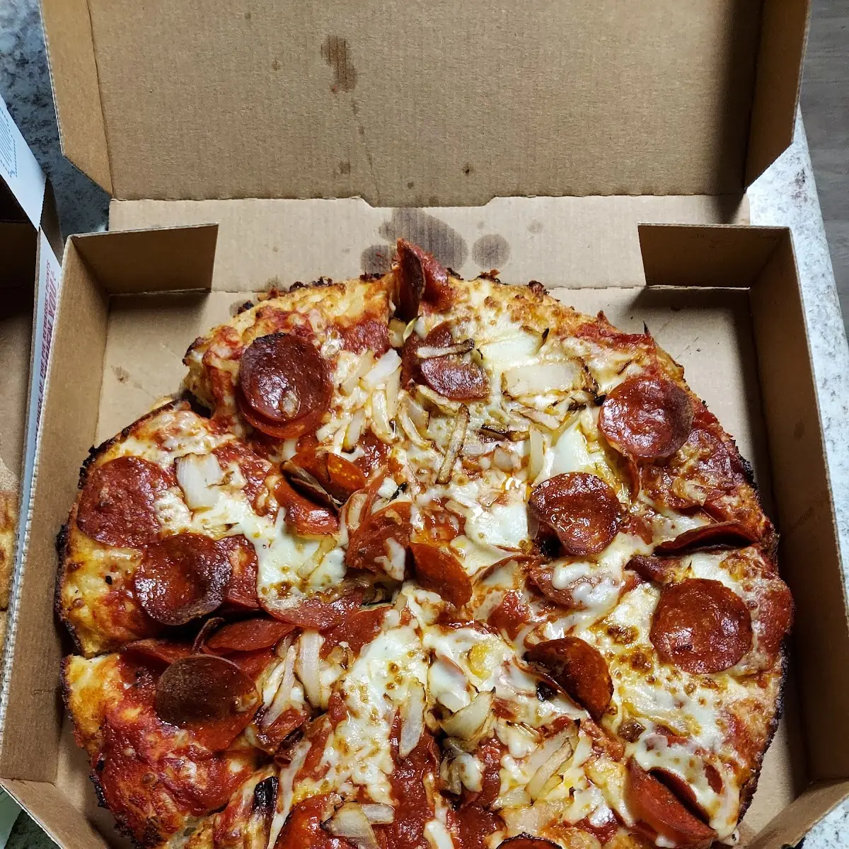 Pepperoni and Onion Pan Pizza