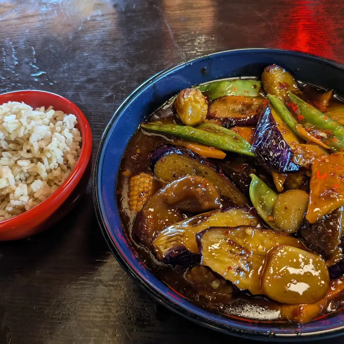 Garlic Eggplant with Brown Rice