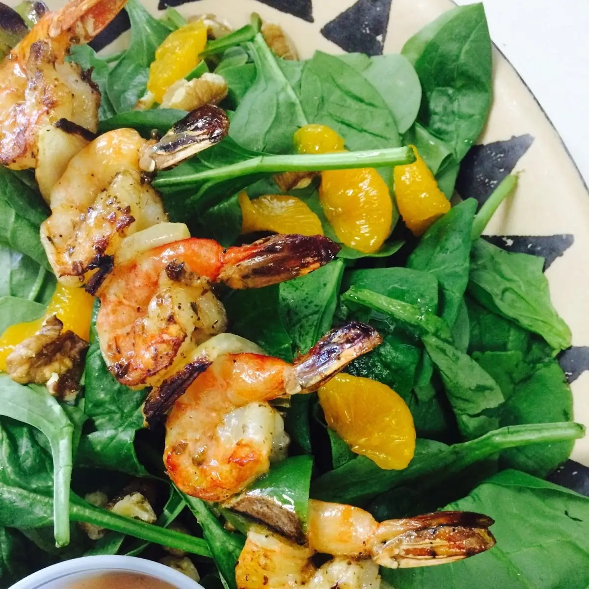 Spinach Salad with Grilled Shrimp Kabob