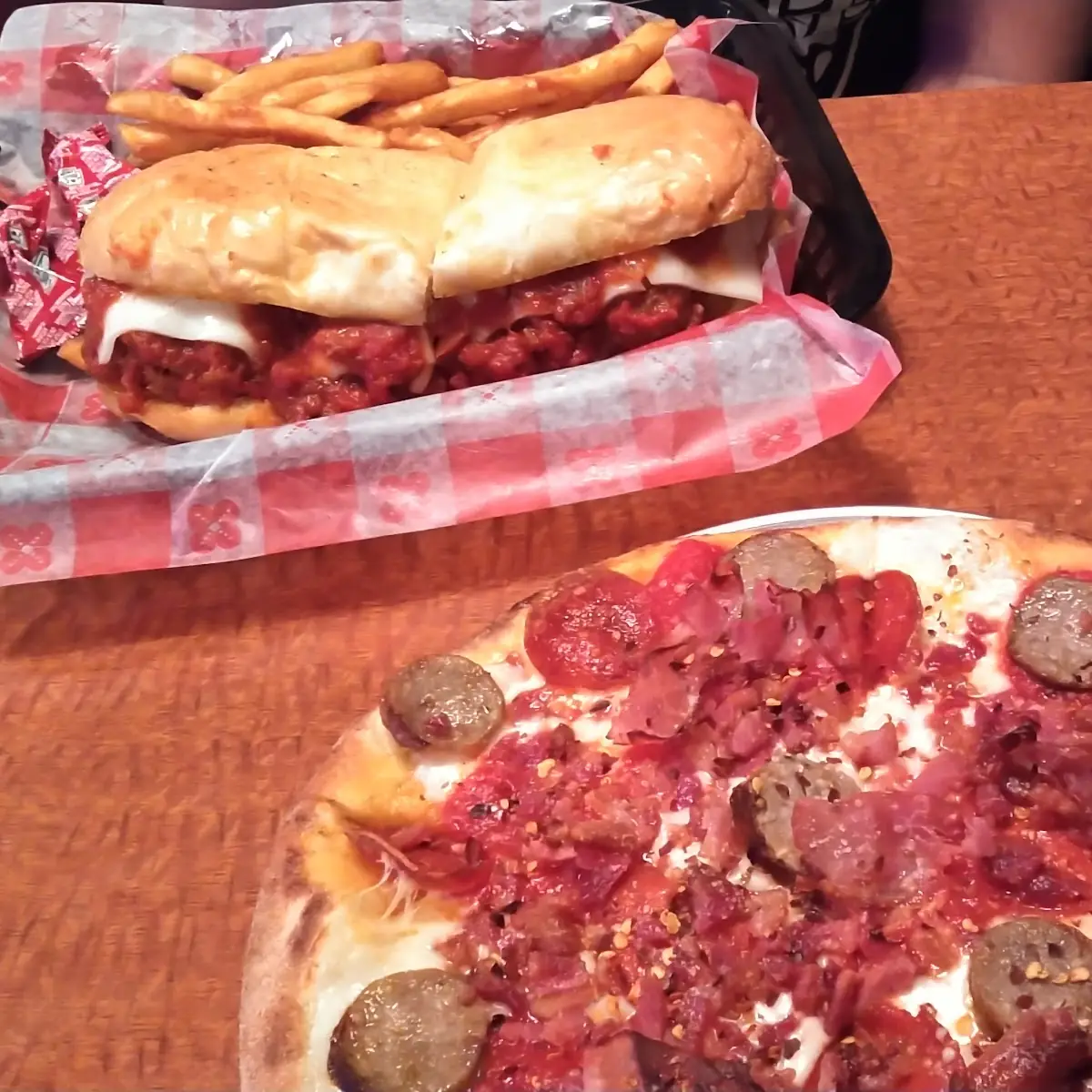 Meatball Sub and a Meat Pizza