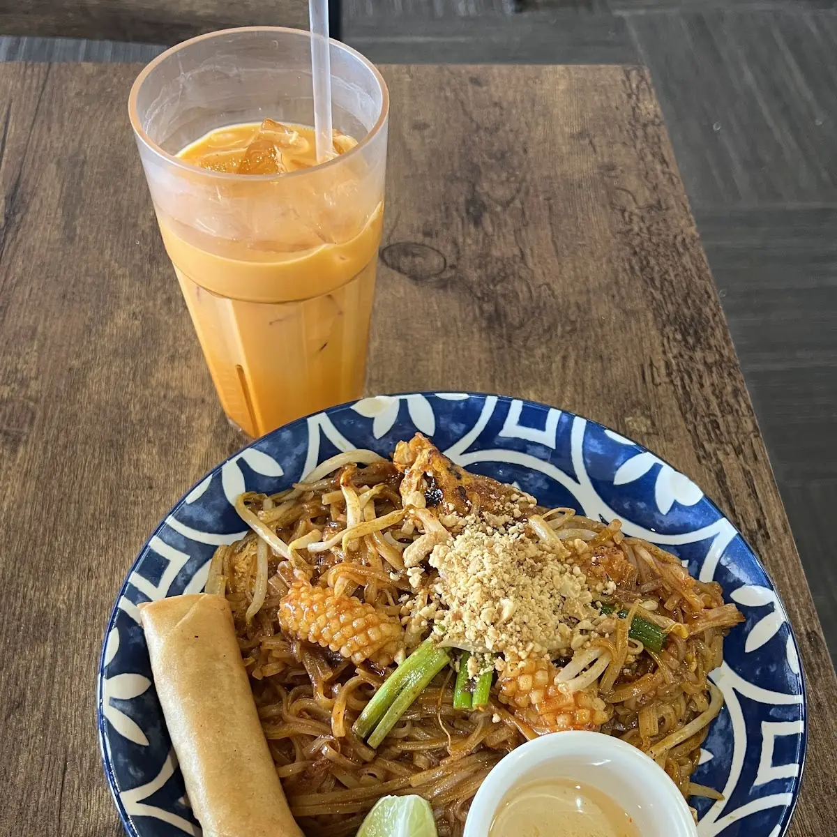 Prawn Pad Thai and Satay Chicken