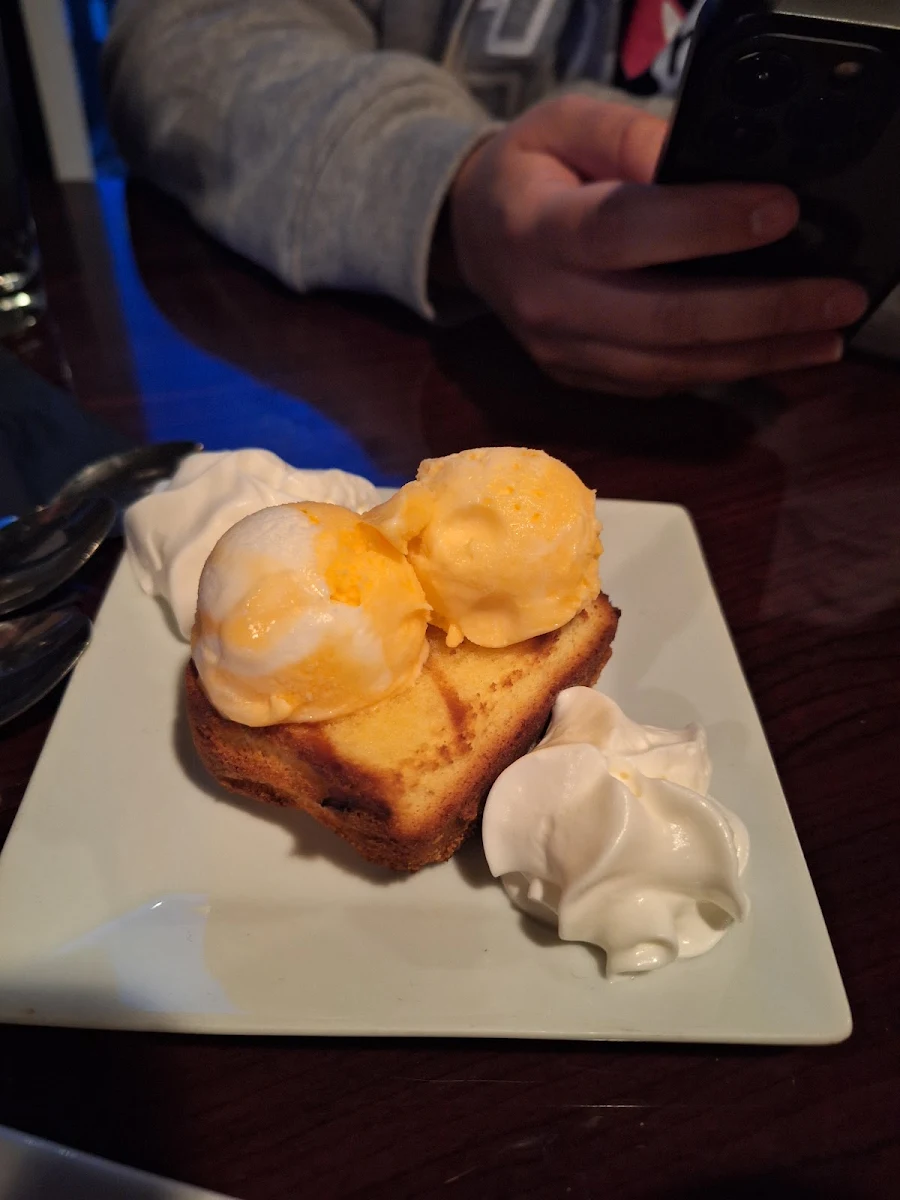 Butter Fried Pound Cake with Orange Sorbet