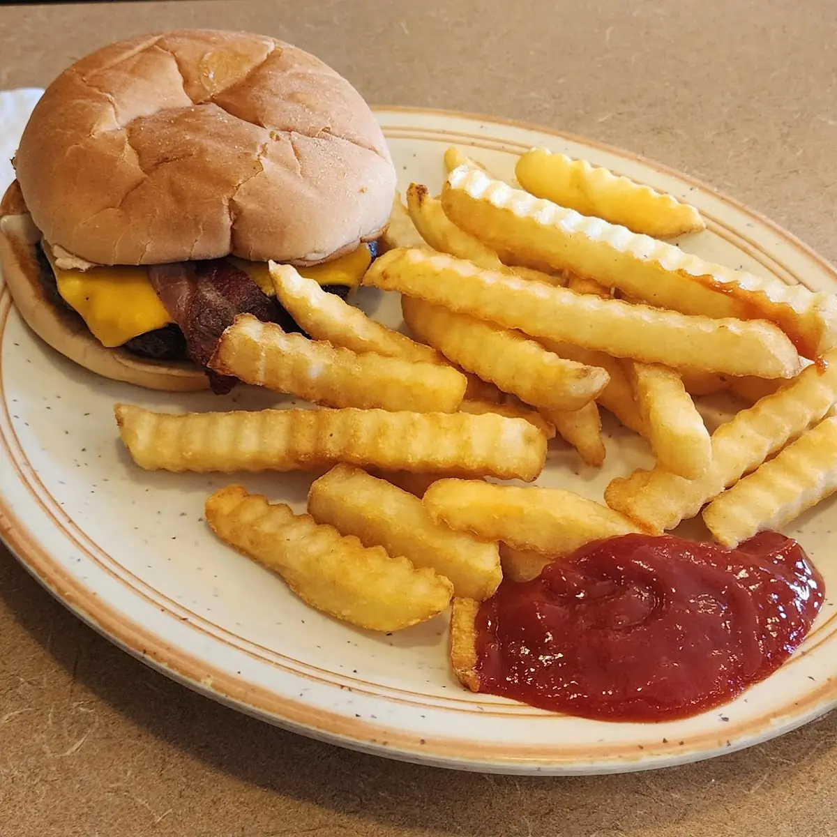 Bacon Cheddar Burger & Fries
