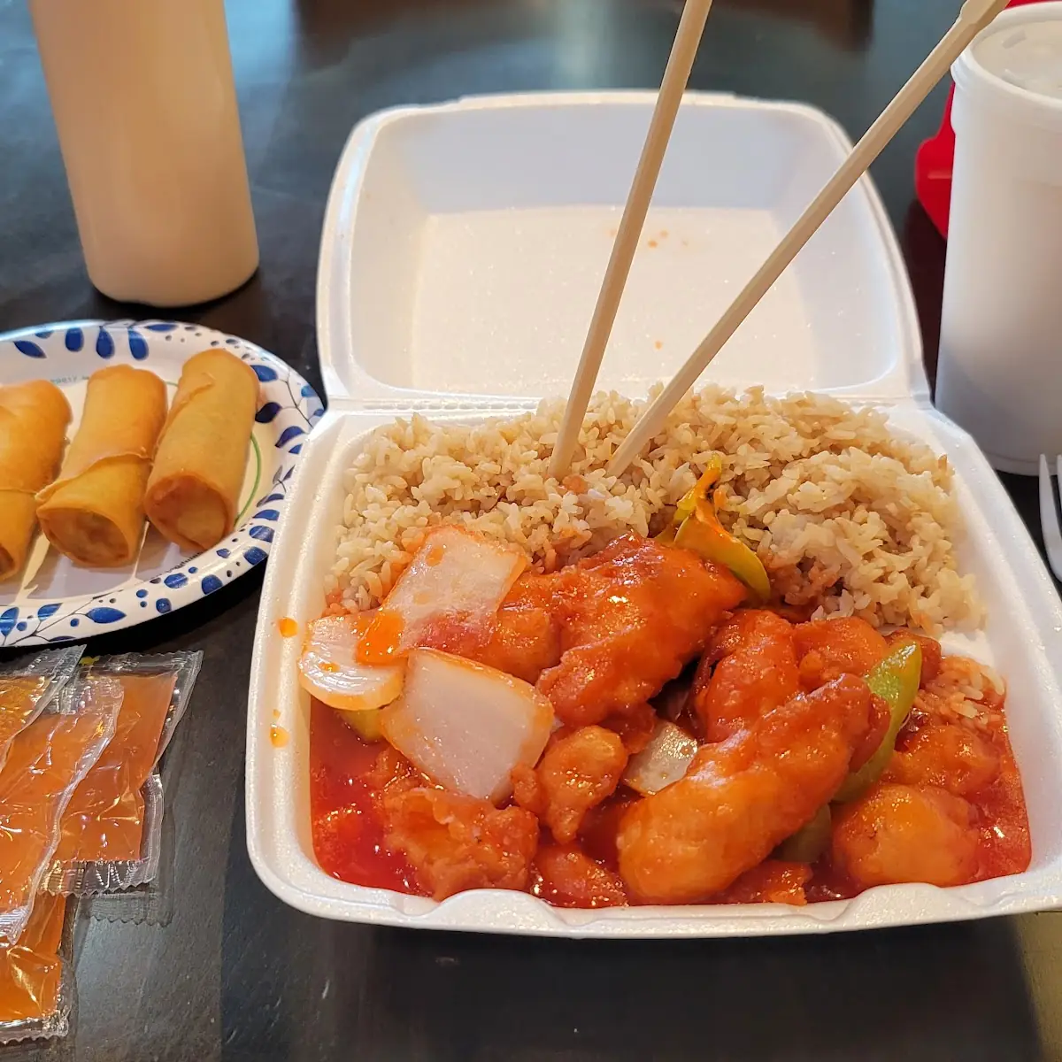 Sweet Sour Chicken with Spring Roll