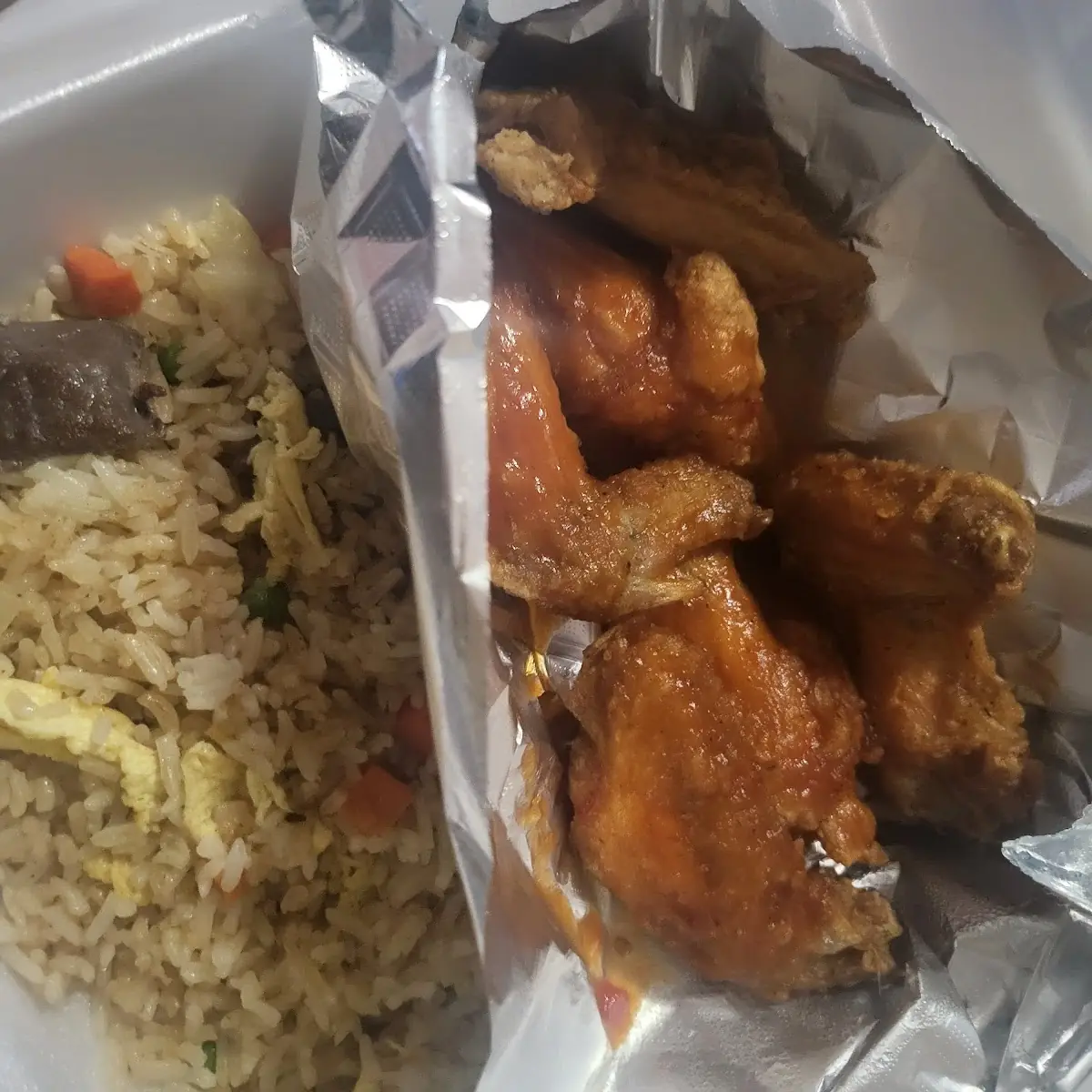 Teriyaki Fried Wings and Beef Fried Rice