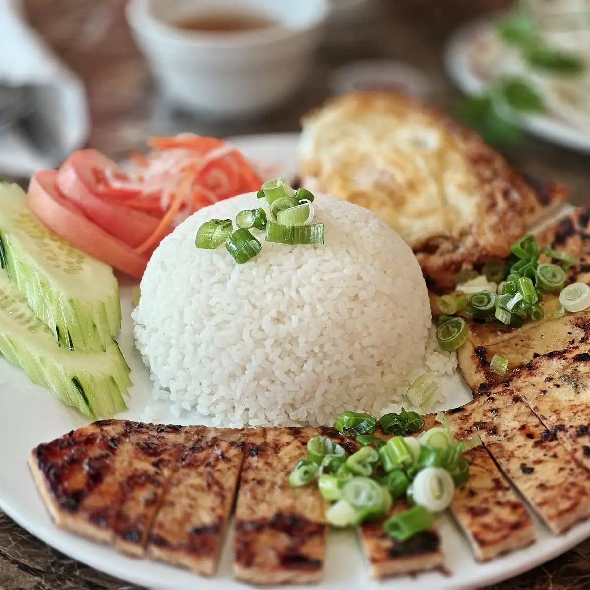 Grilled Pork Chop with Rice and Egg