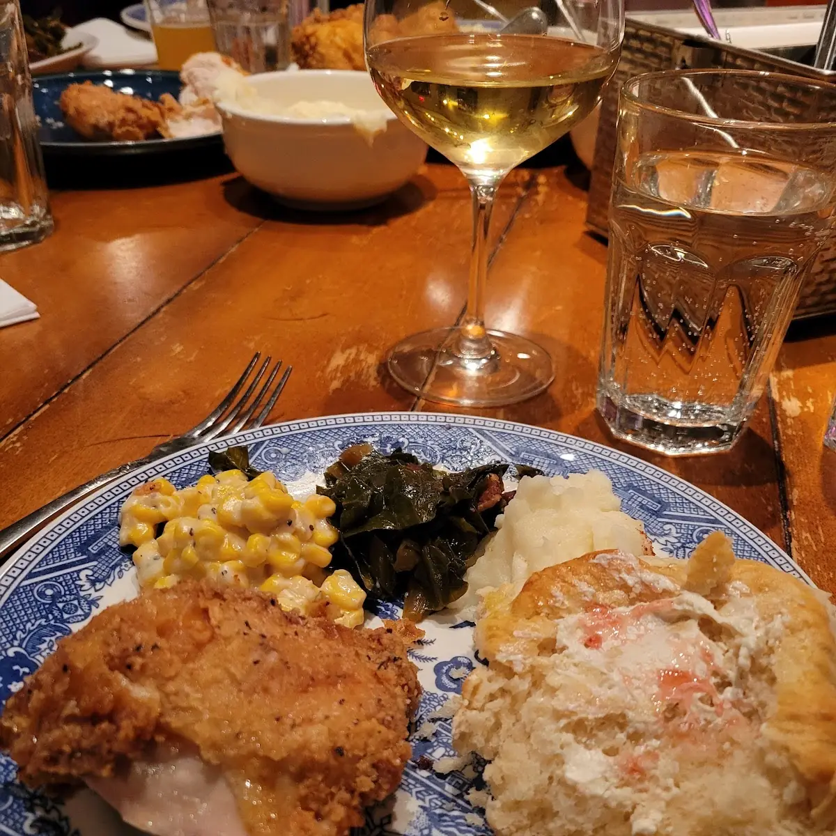 Chicken Corn Mashed Potato Collard Greens
