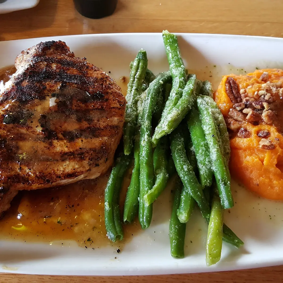 Glazed Pork Chops with Smashed Sweet Potato