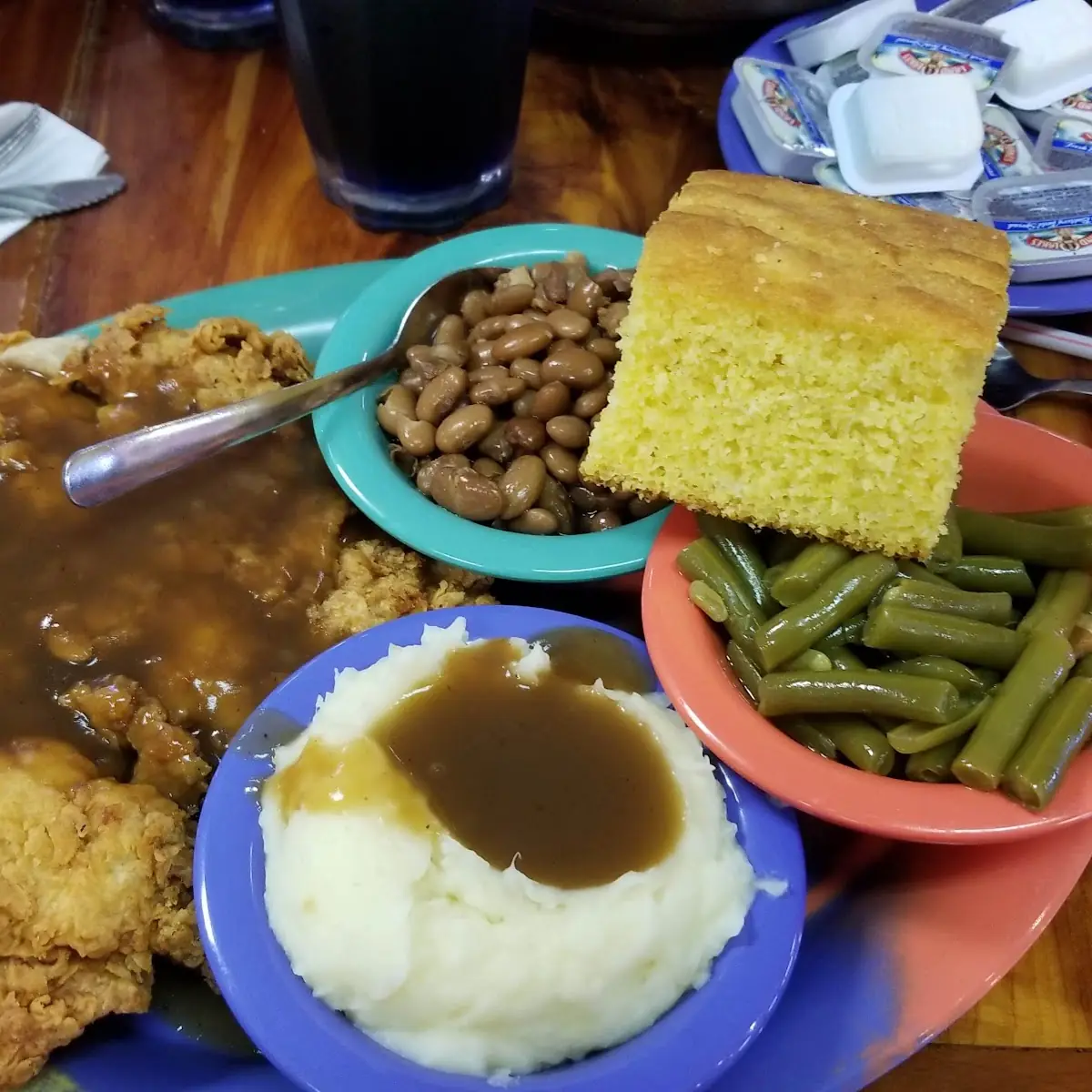 Fried Chicken Mashed Potatoes & Gravy and Fried Okra