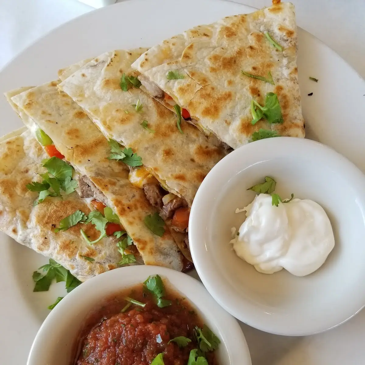 3 Cheese Quesadillas with Salsa and Sour Cream
