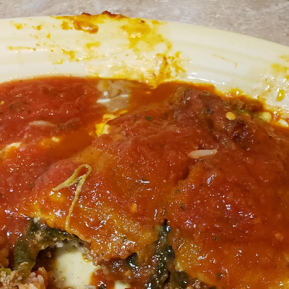 14. One Enchilada, One Chile Relleno, Rice and Beans
