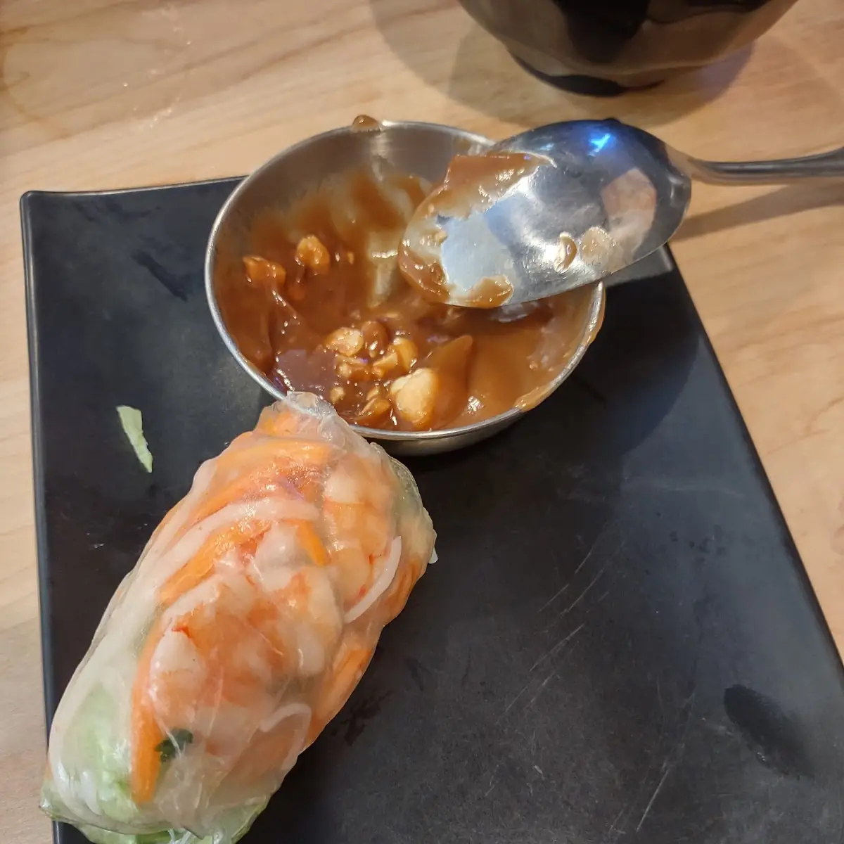 Peanut Sauce and Shrimp Spring Roll