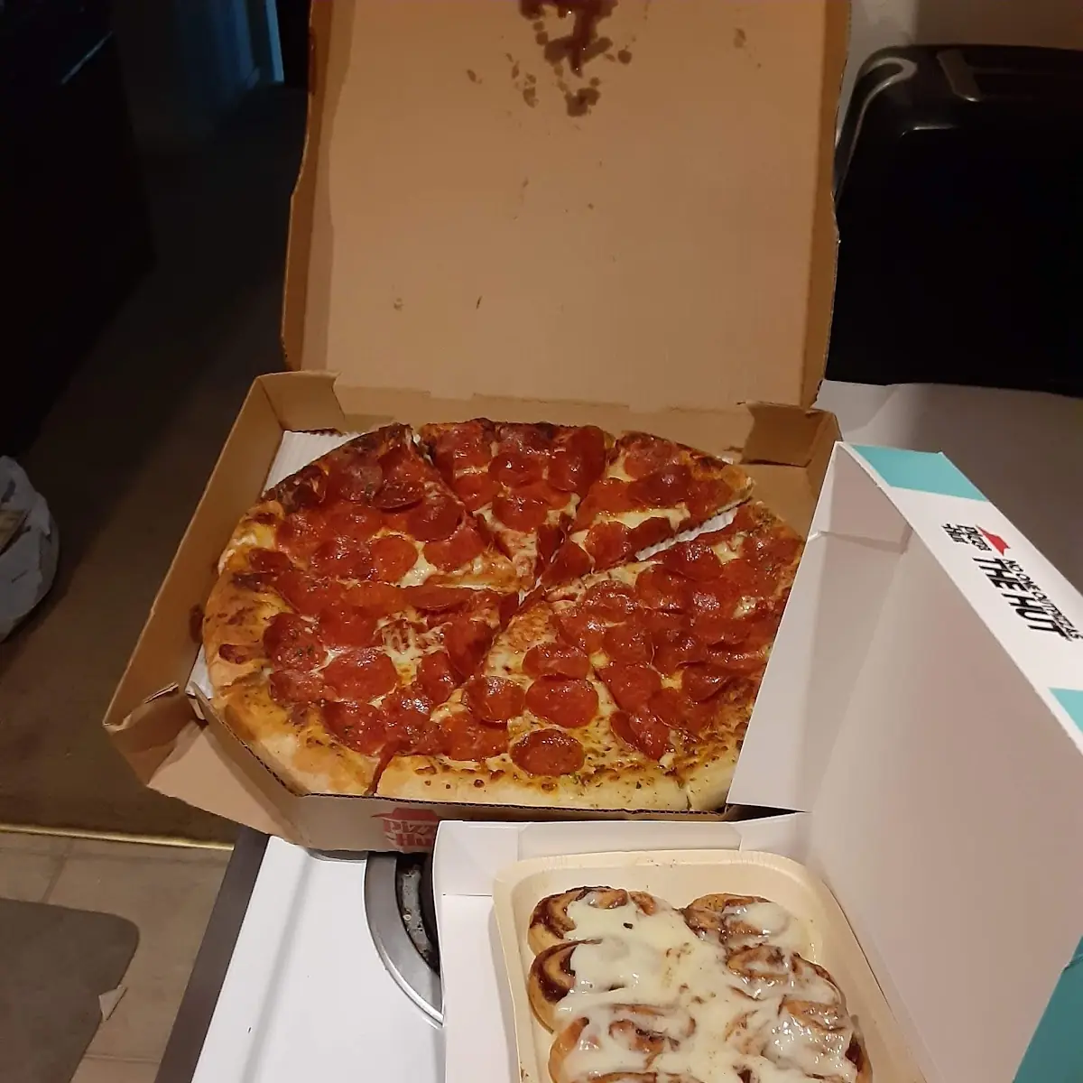 Pepperoni Pizza and Cinnabons
