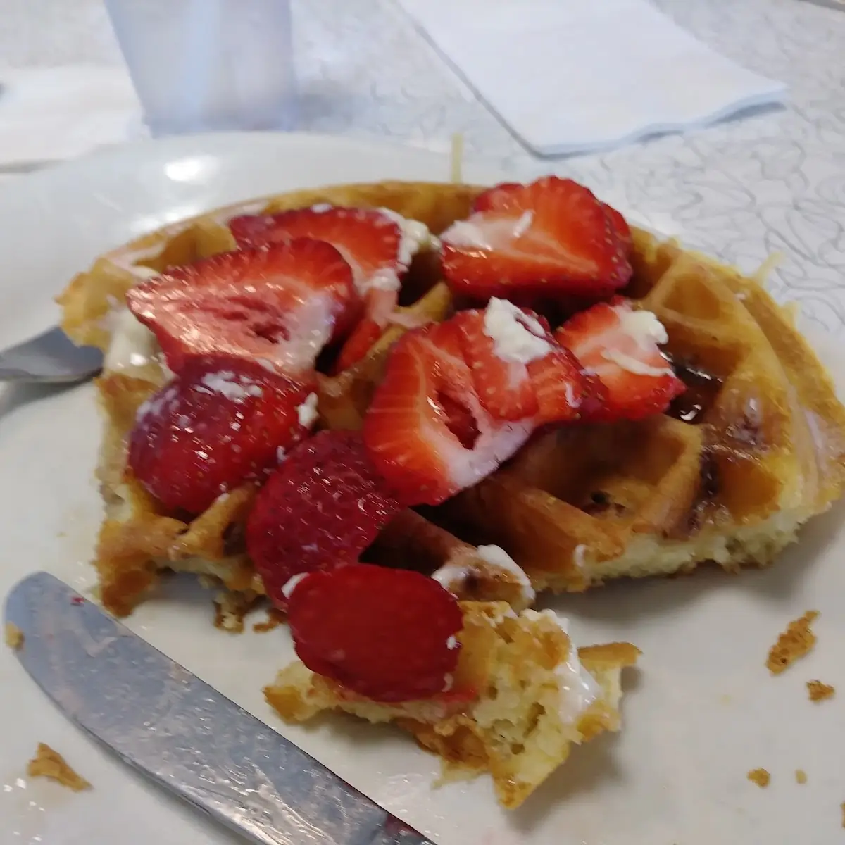 Pecan Waffle with Fresh Strawberries