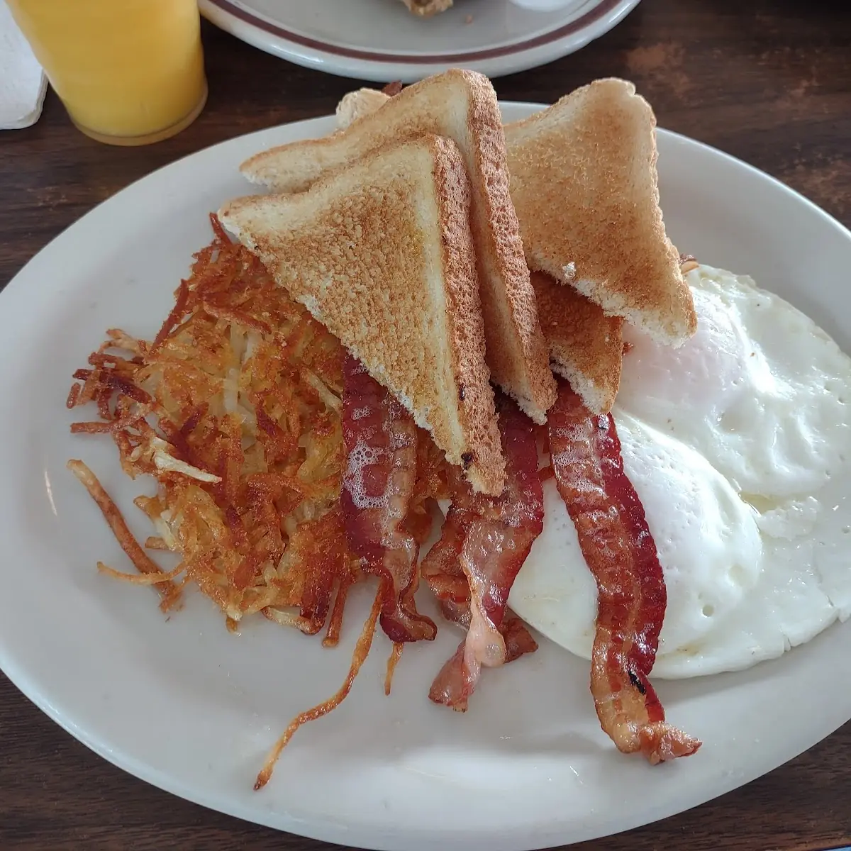 Bacon Eggs Hash Browns & Toast