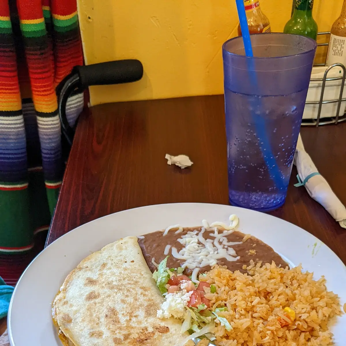 Chicken Quesadilla with Beans and Rice