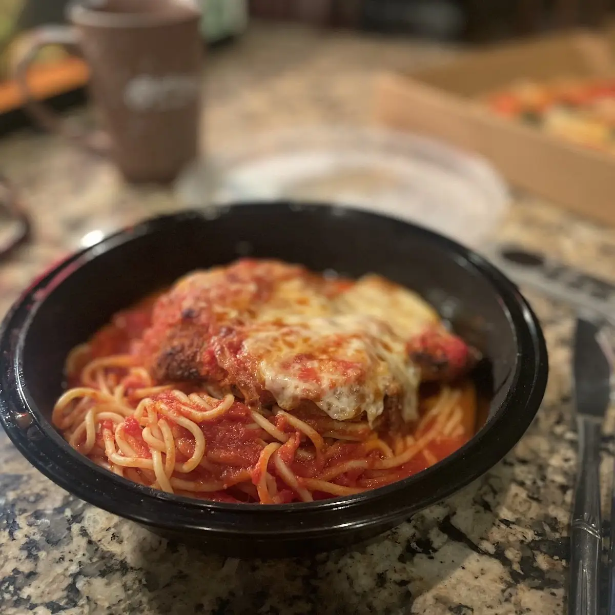 Eggplant Parmigiana with Spaghetti