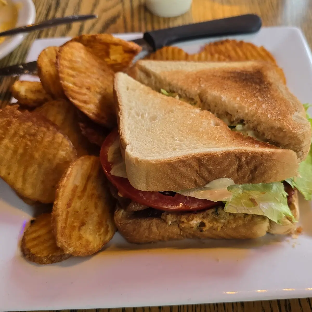 Crab Cake blt with a Side of Buffalo Chips