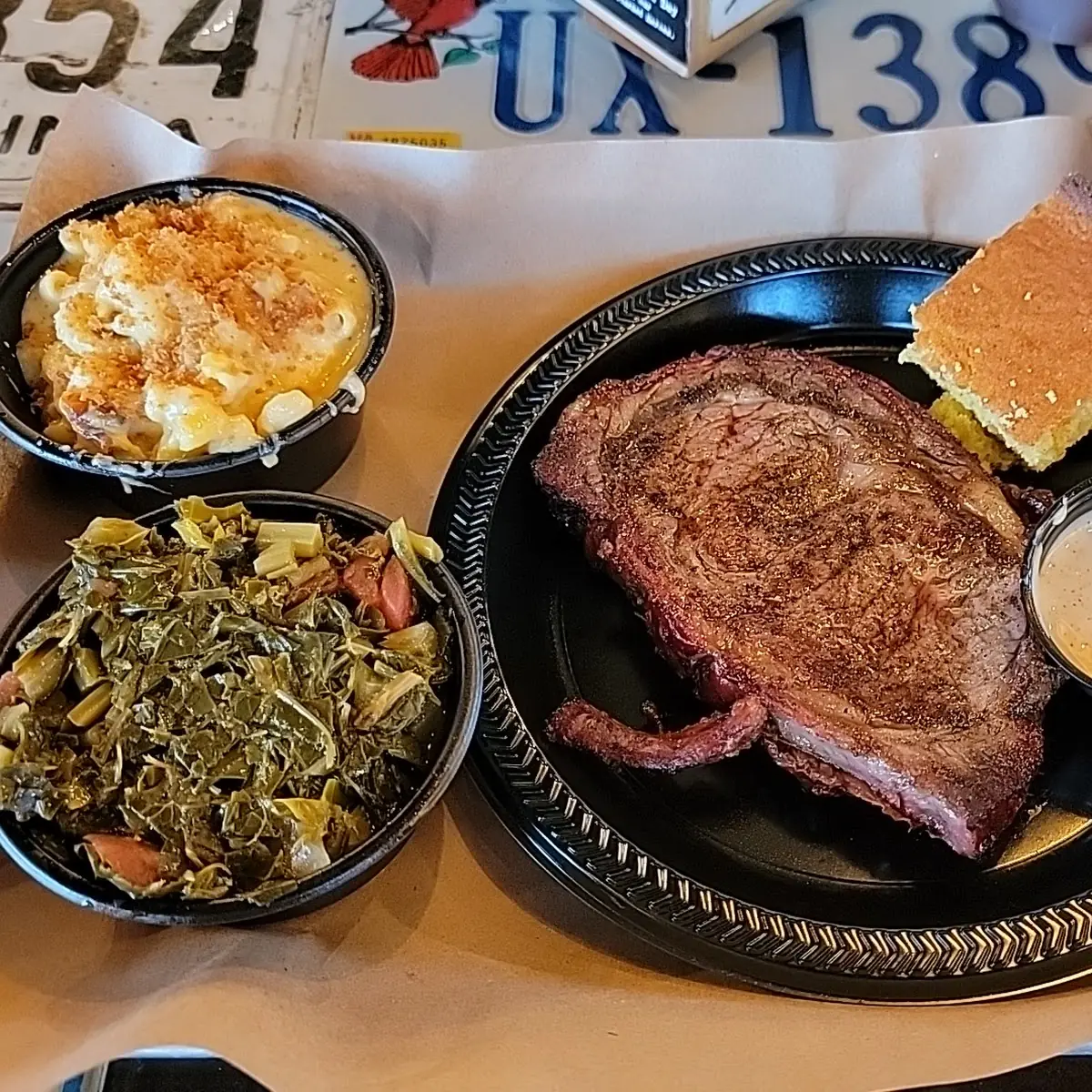 Ribeye Steak Macaroni Cheese Collard Greens