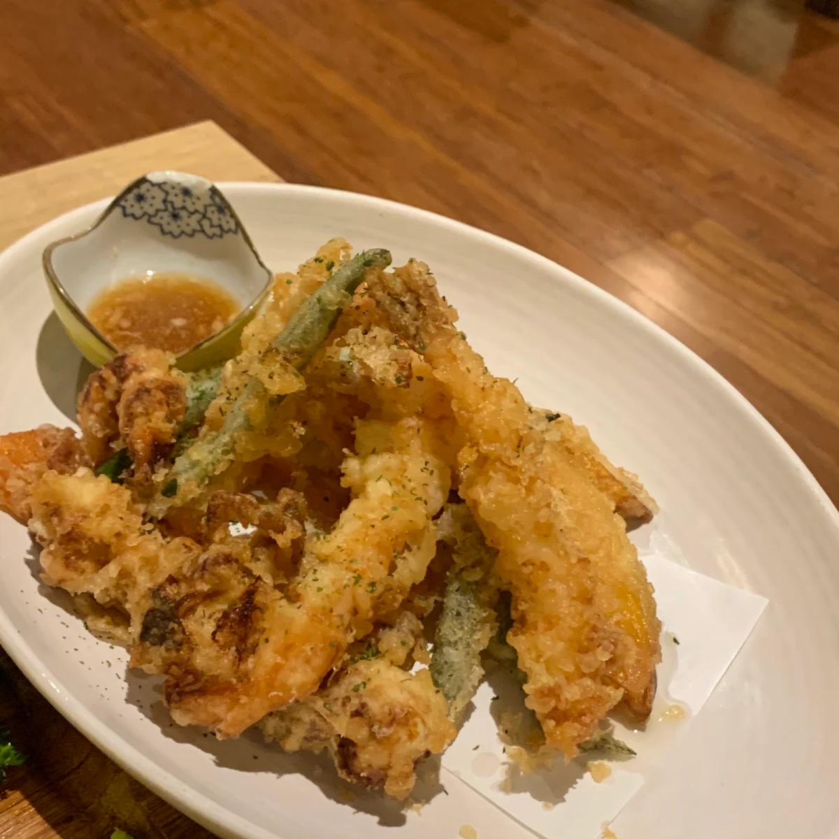 Soft Shell Crab Tempura with Grana Padano Cheddar Cheese Powder Chive, Tanomi Lidcombe