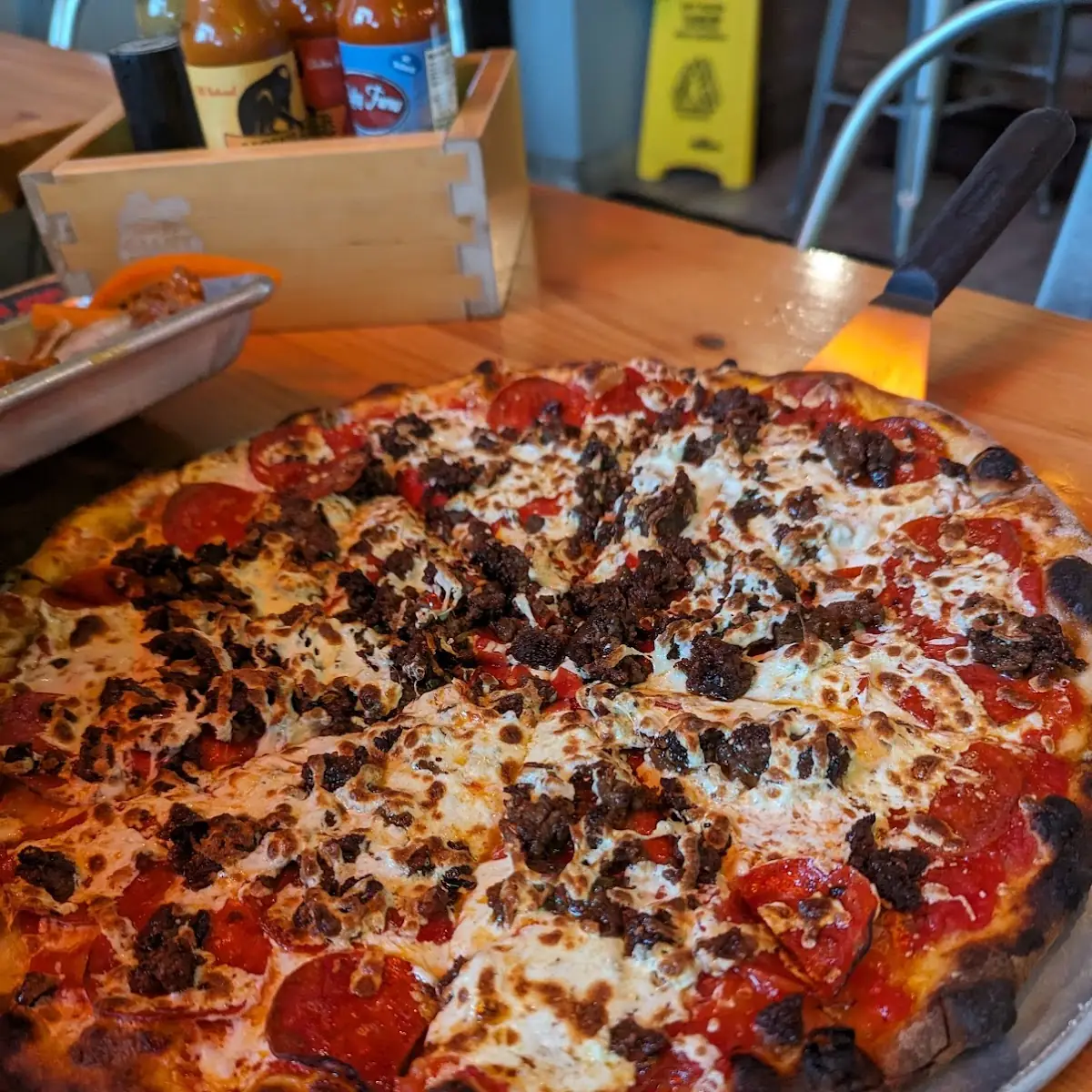 Pepperoni and Spicy Sausage Pizza