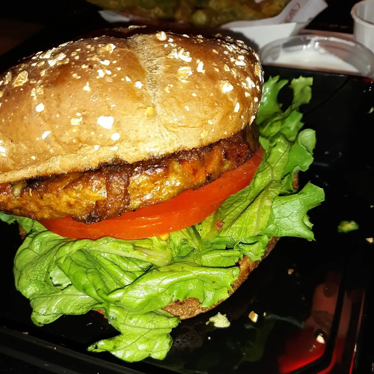 Veggie Burger with Grilled Onions