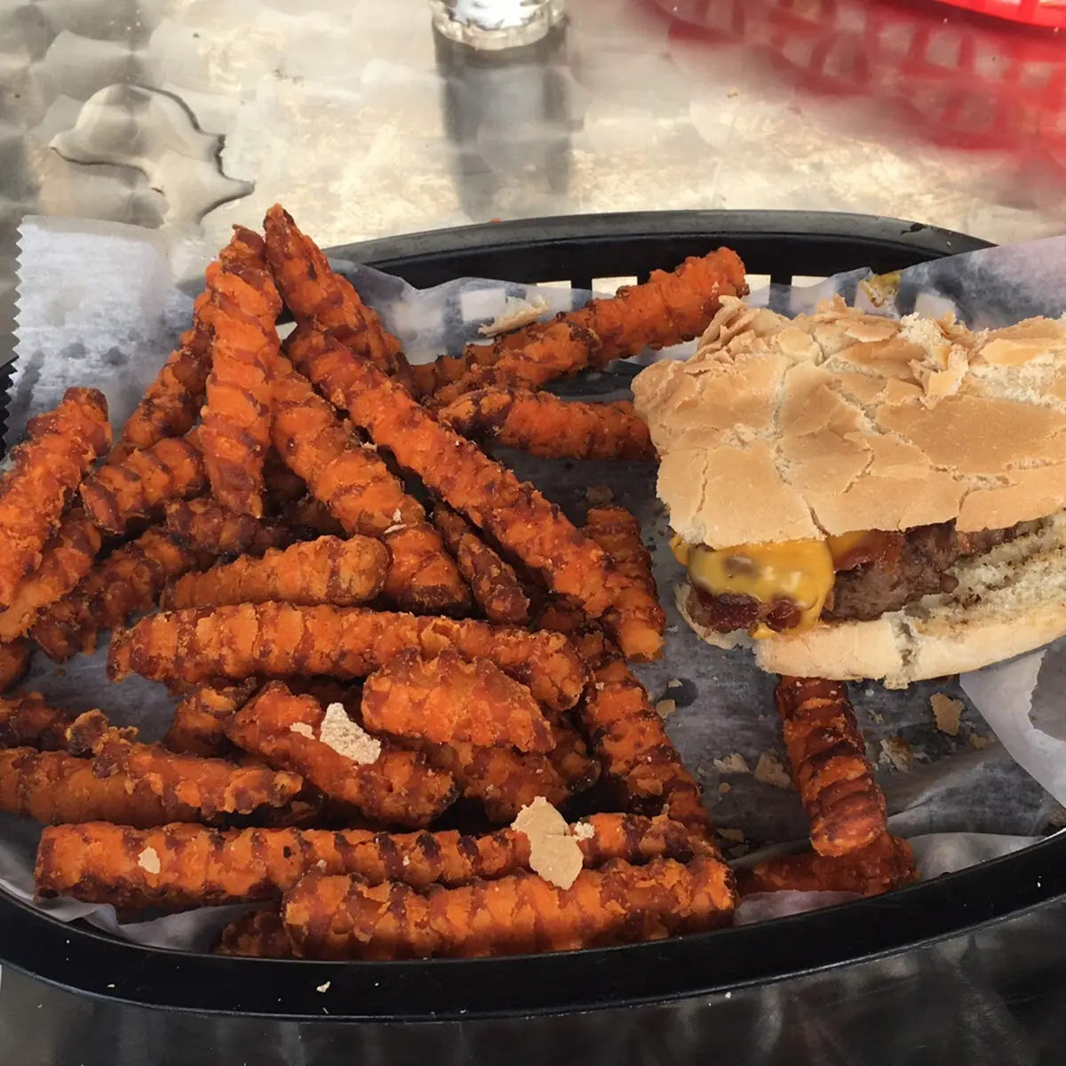 Cheeseburger with Sweet Potato Fries
