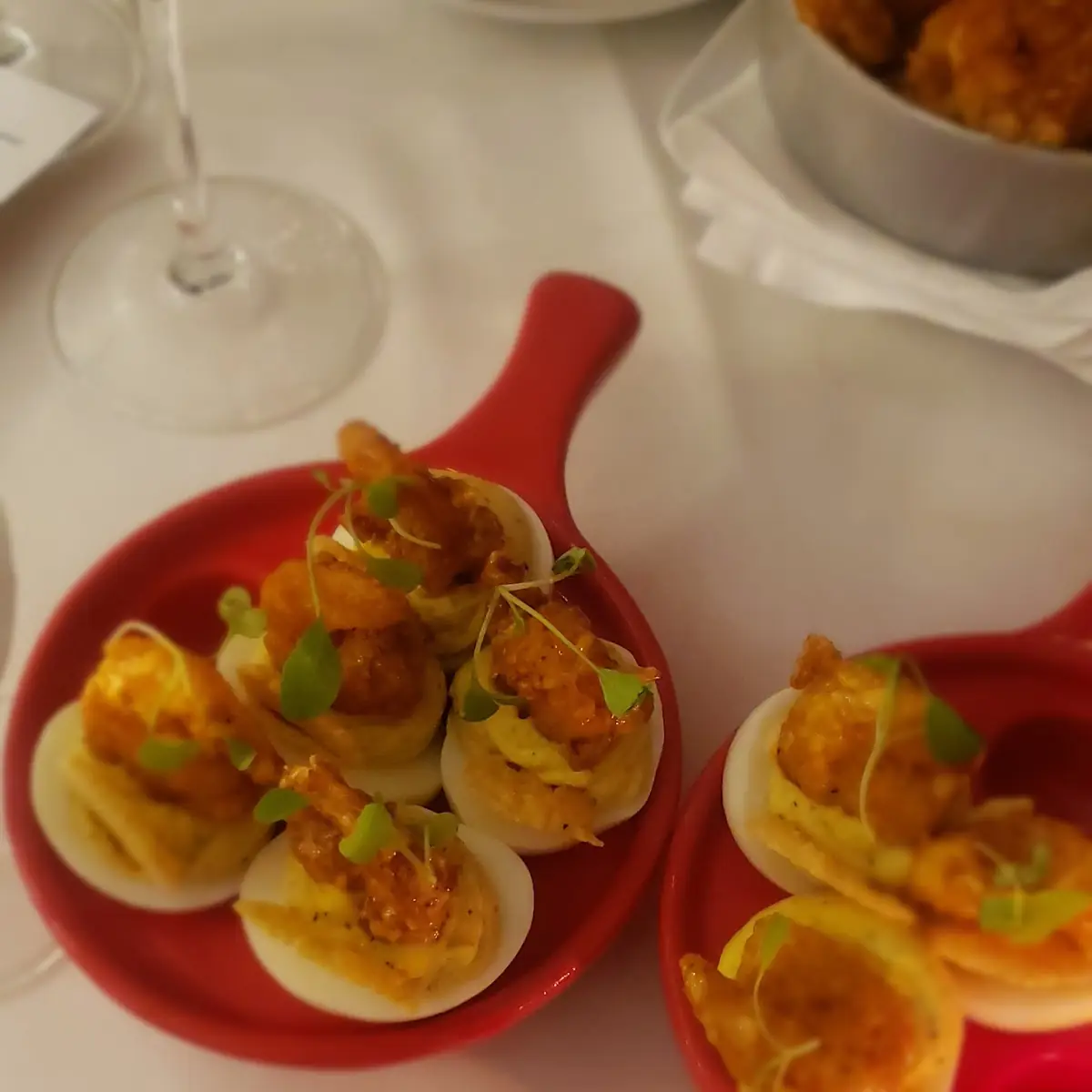 Crispy Shrimp Deviled Eggs
