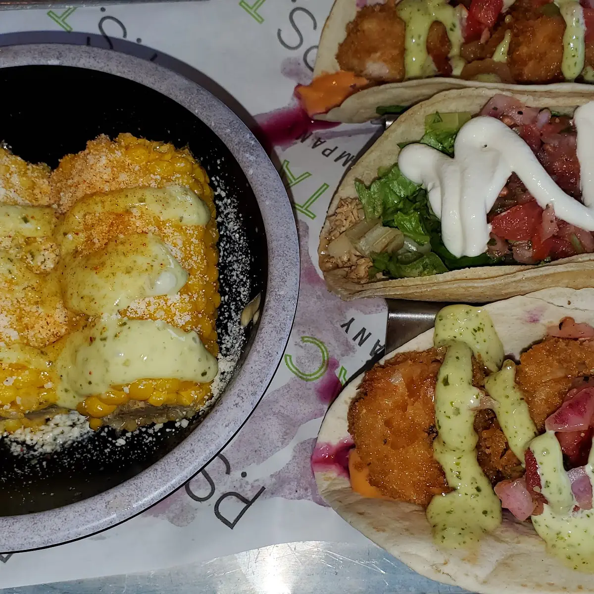Mexico Street Corn & Shrimp Taco Fish Taco