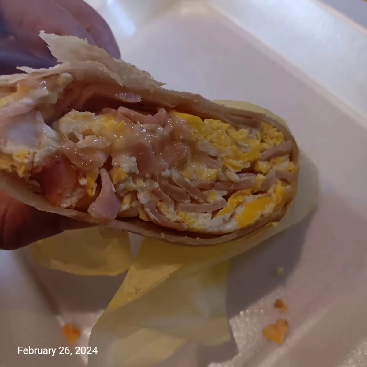 Ham Egg and Cheese Burrito
