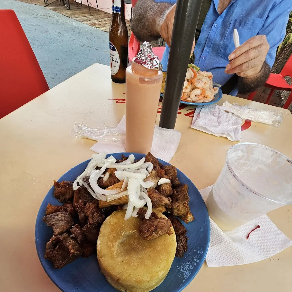 Carne Frita Con Mofongo de Pana
