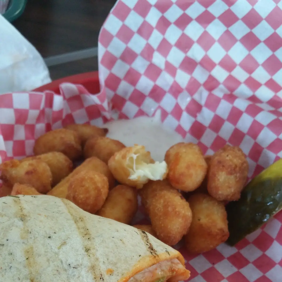 Buffalo Chicken Wrap and Fries Cheese Curds