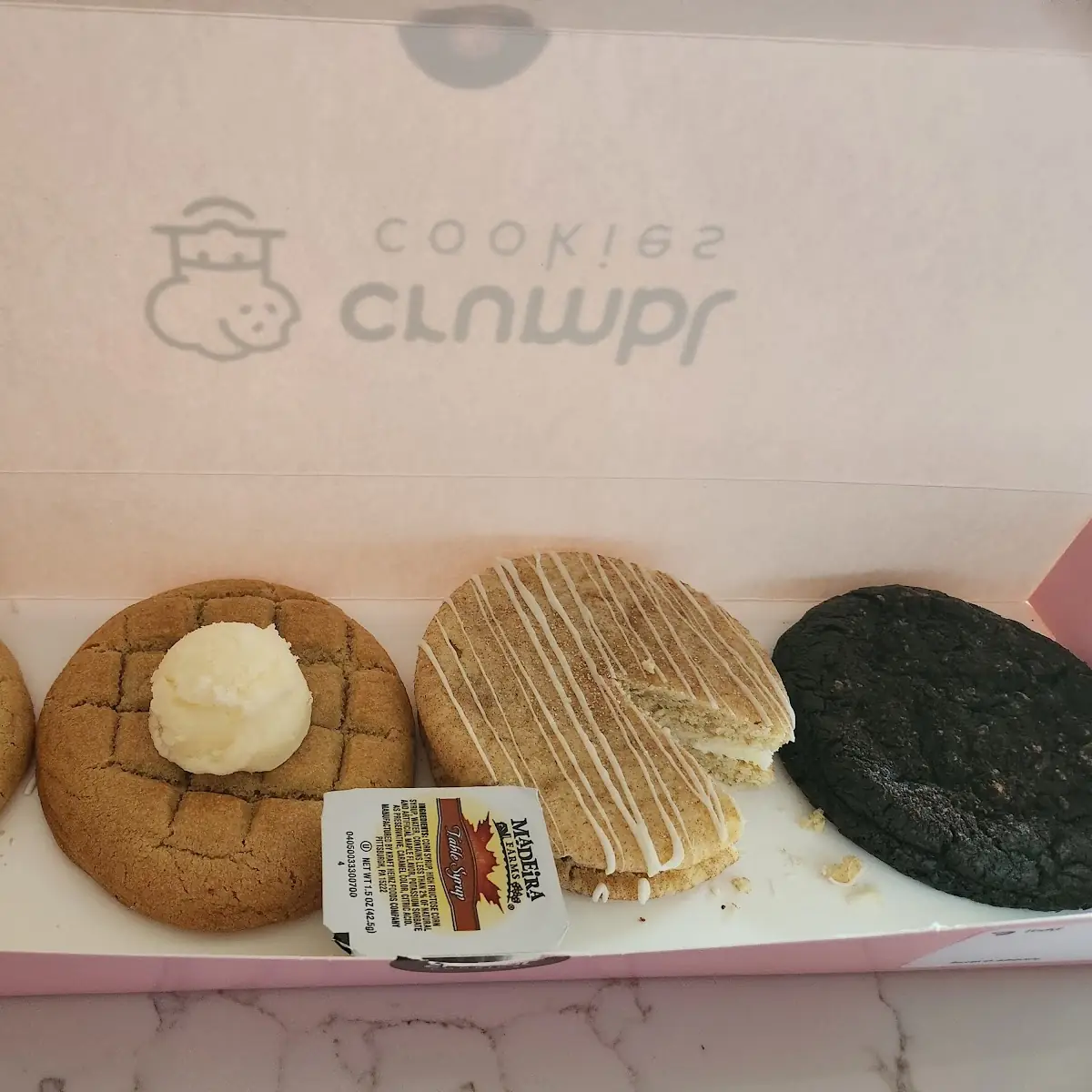 Strawberry Cupcake Waffle Snickerdoodle Sandwich and Peanut Butter Cookies & Cream