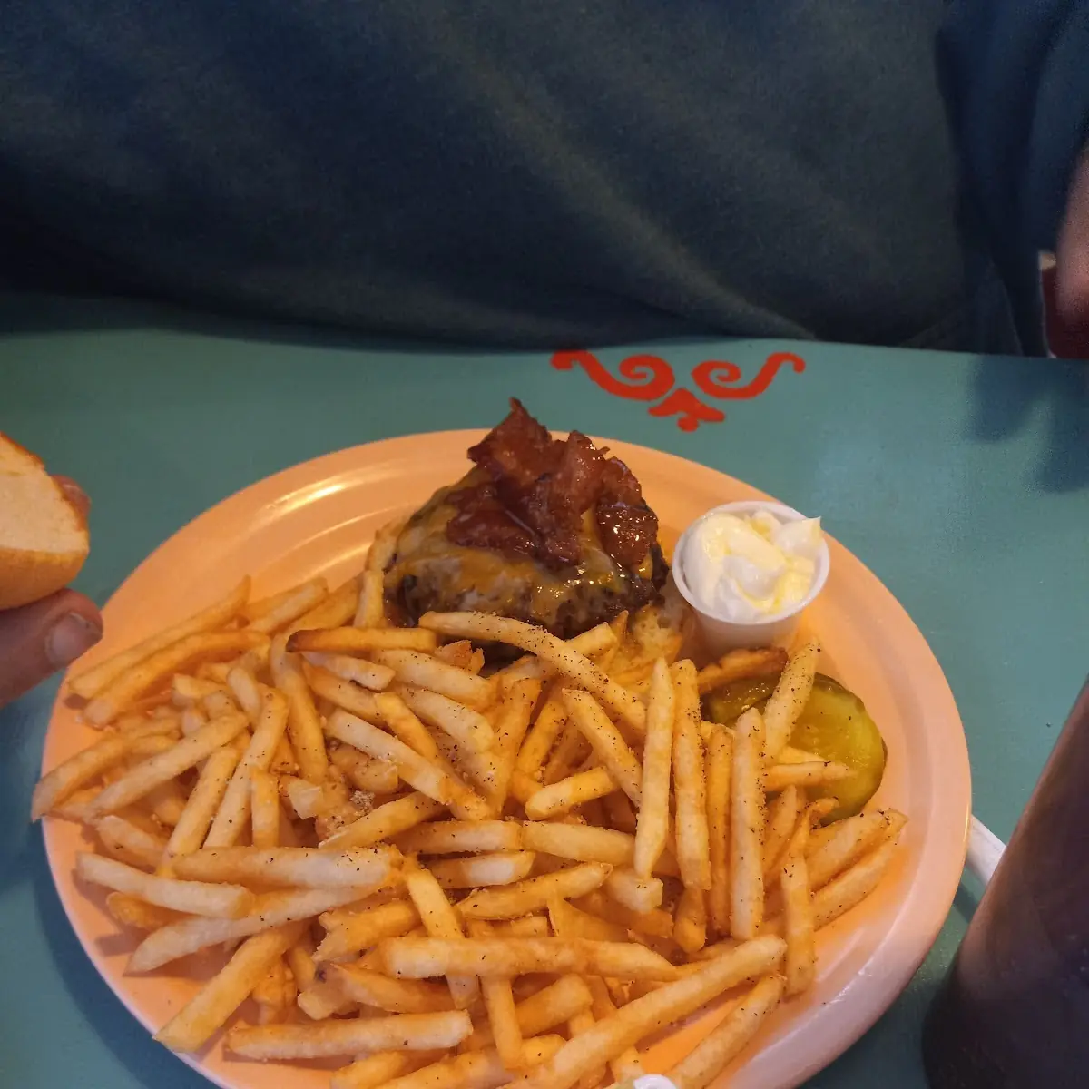 Maple Bacon Cheeseburger and Fries