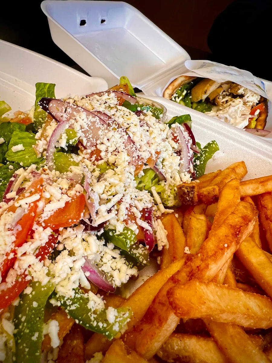 Greek Salad and Fries