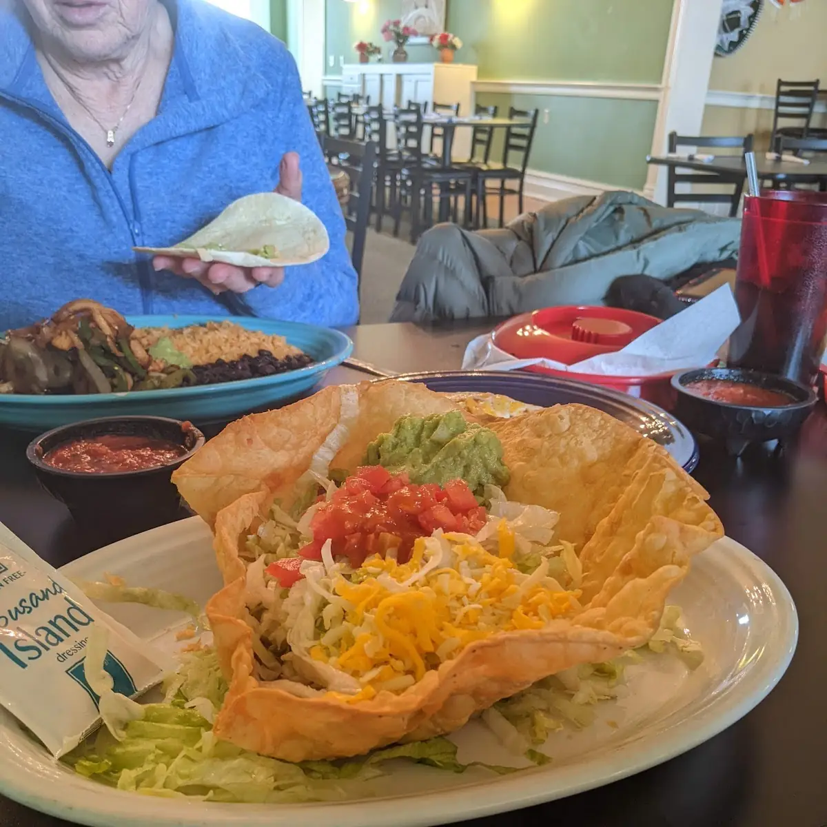 Ground Beef Taco Salad with Fried Tortilla Shell