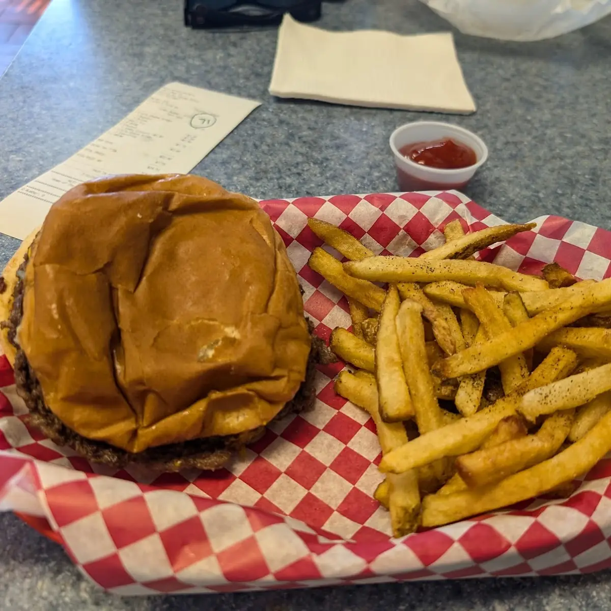 Triple Cheese Burger and Fries