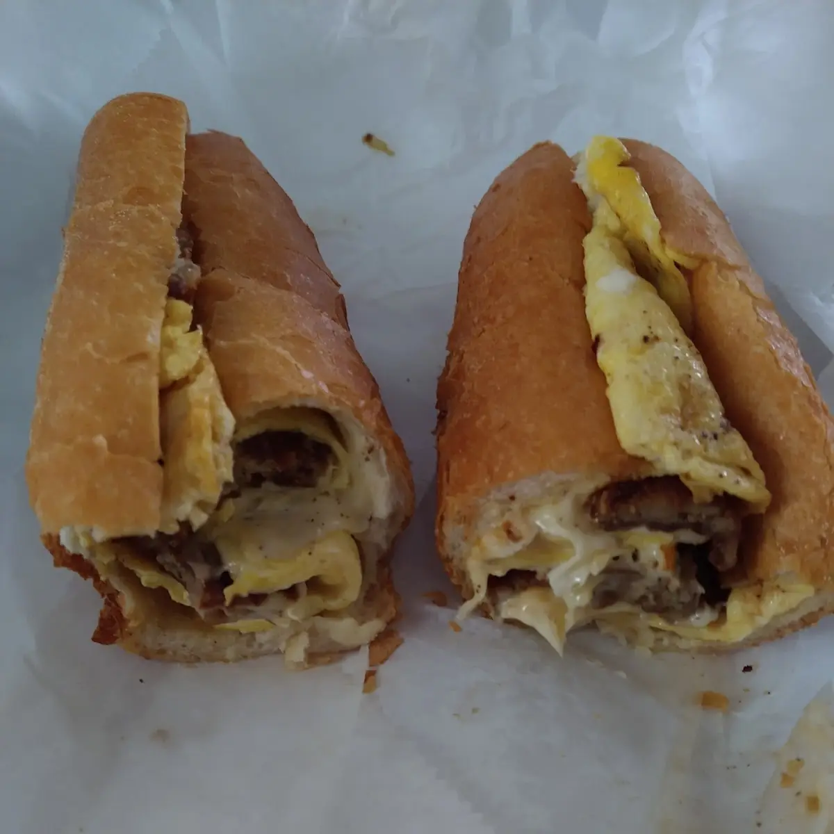 Sausage Egg and Extra Cheese on a Long Roll