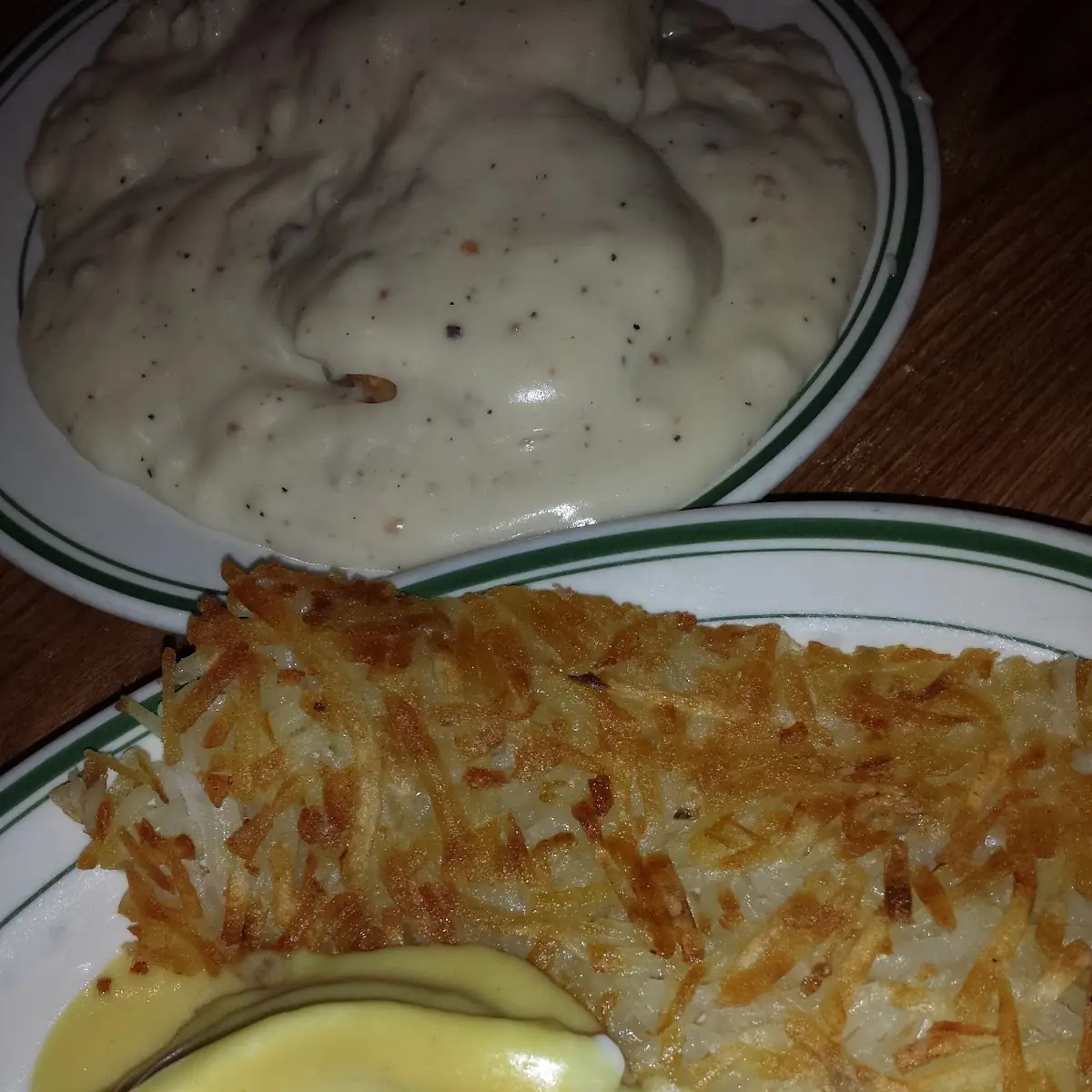 Half Cheese Omelette with Biscuits and Sausage Gravy