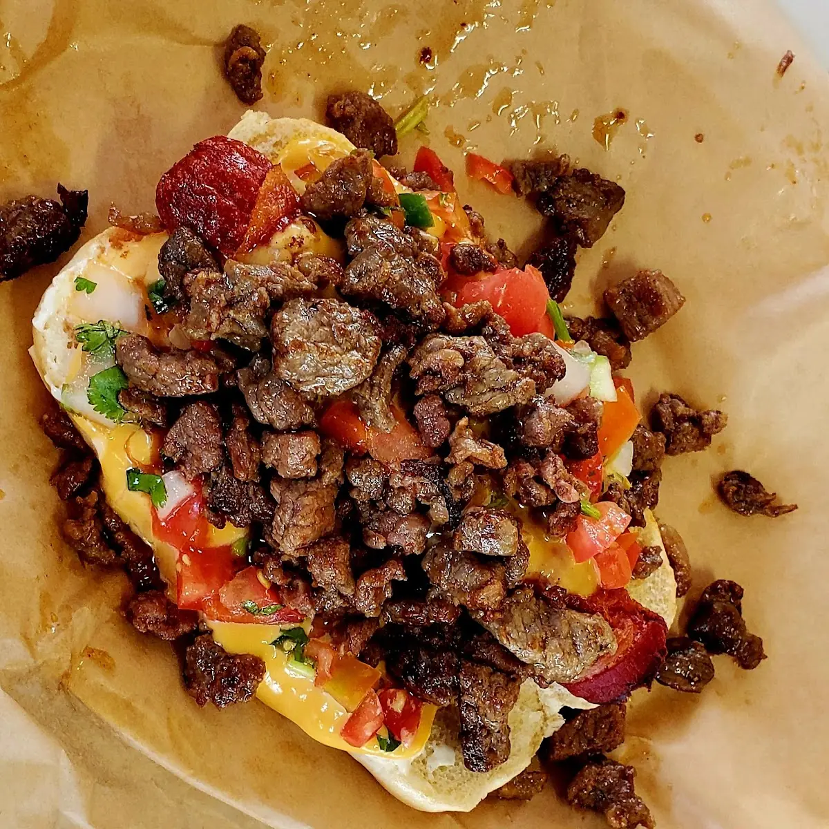 Beef Fajita Loaded Hot Dog
