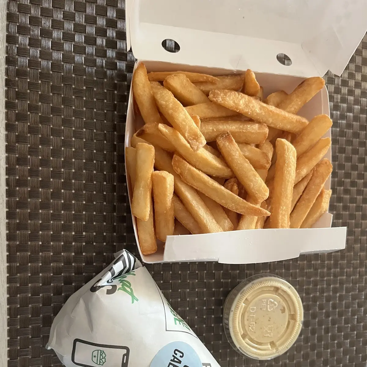 French Fries and Chicken Caesar Wrap