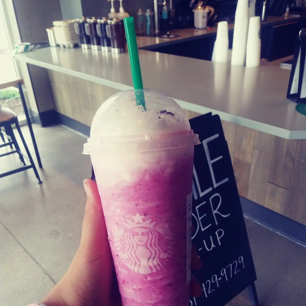 Dragon Fruit Refresher Blended with WIP and Dragon Fruit Pieces